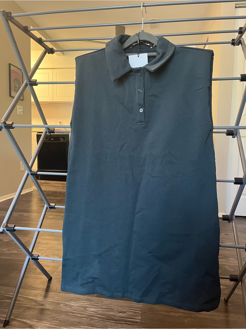 GREY LAB Black Polo Shift Midi Dress